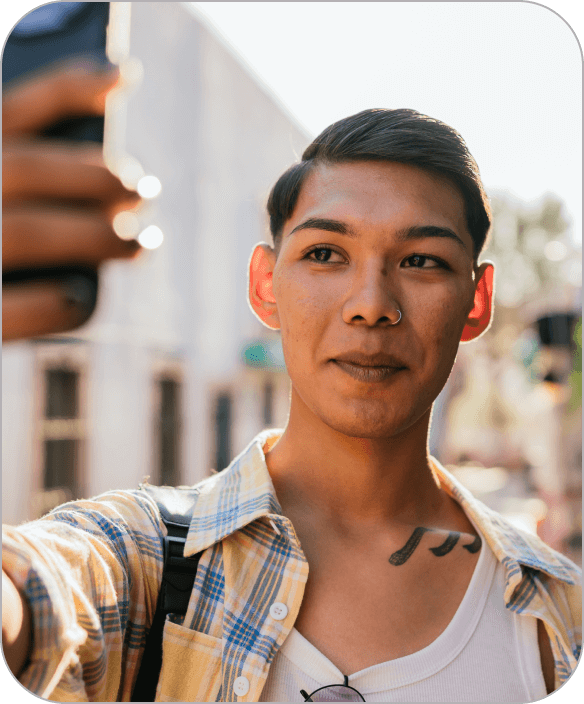 A man taking selfie