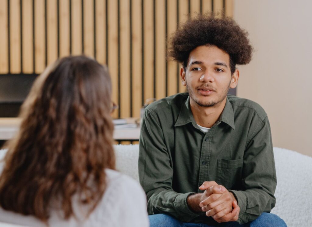 A man in consultation with psychologist
